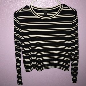 stripped long-sleeve crop top